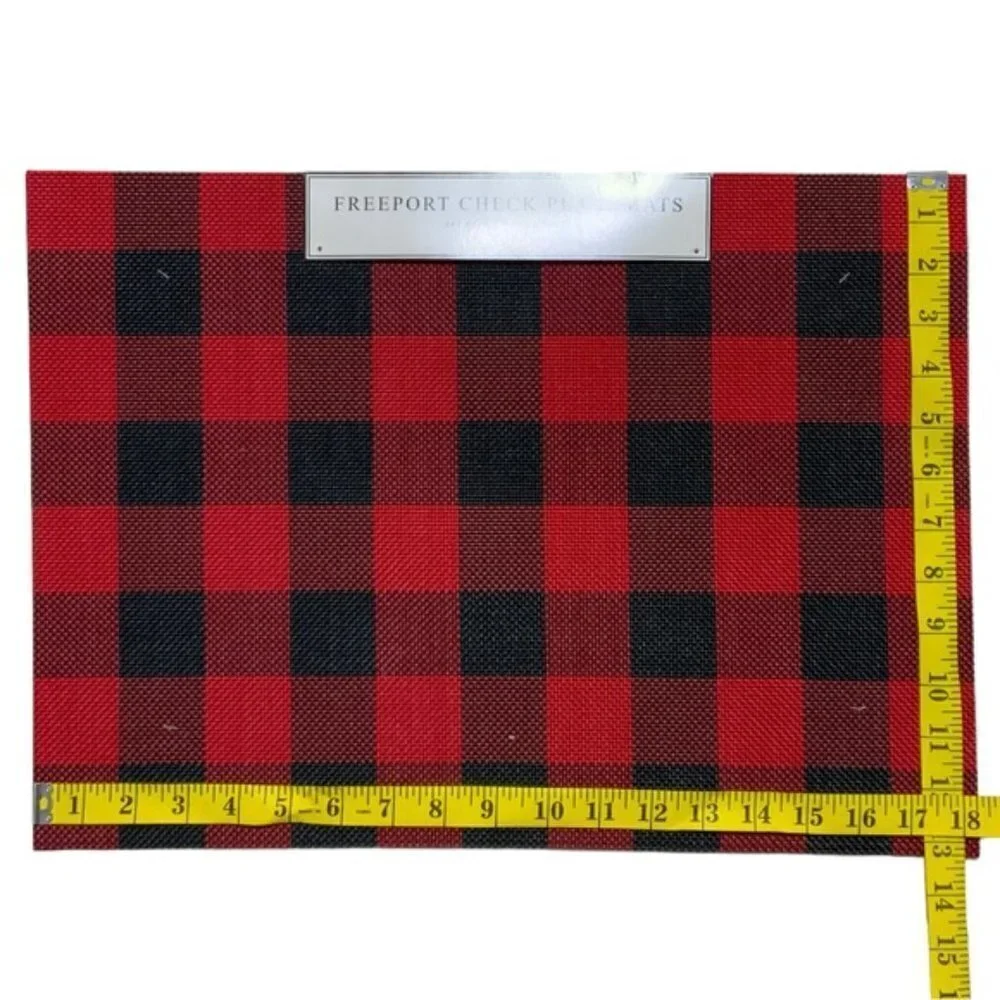 Benson Mills Placements Buffalo Check Plaid Reversible Woven Red Black Set of 4